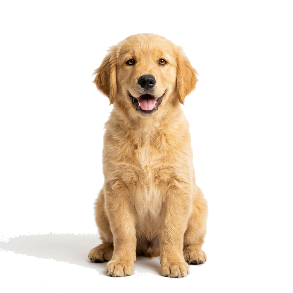 Happy Golden Retriever puppy greeting you